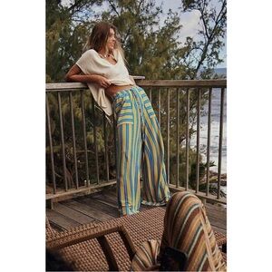 Free People FP Beach Free-Est Dana Pants High-Rise Wide-Leg Striped XS